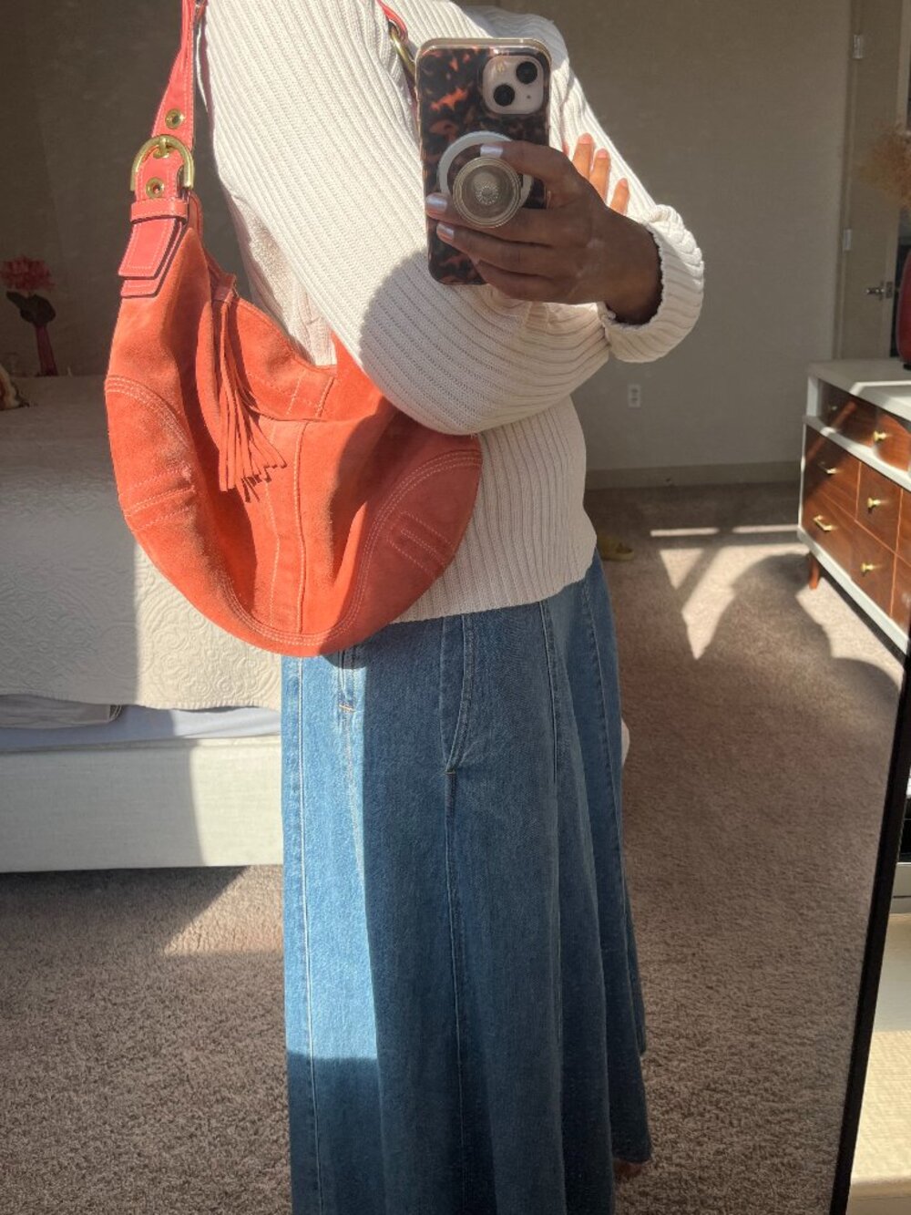 Coach Pink Suede Hobo Bag